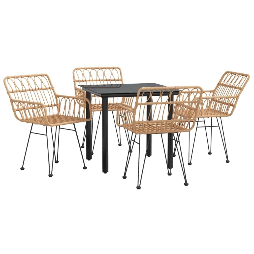 5-Piece Outdoor Dining Set with Durable PE Rattan