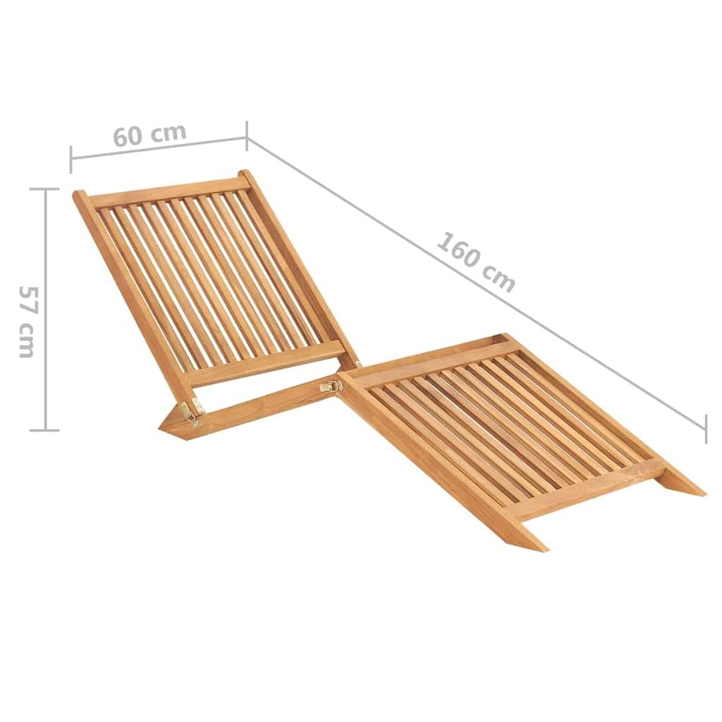 Folding Teak Wood Sun Lounger for Outdoor Relaxation