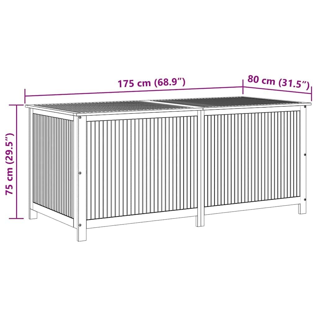 Solid Acacia Wood Garden Storage Box 175x80x75 cm