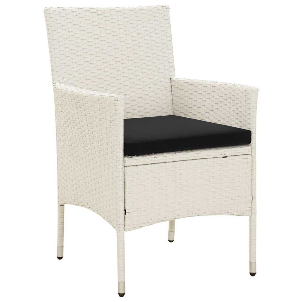 4-Piece Outdoor Garden Chairs Set with Cushions in White