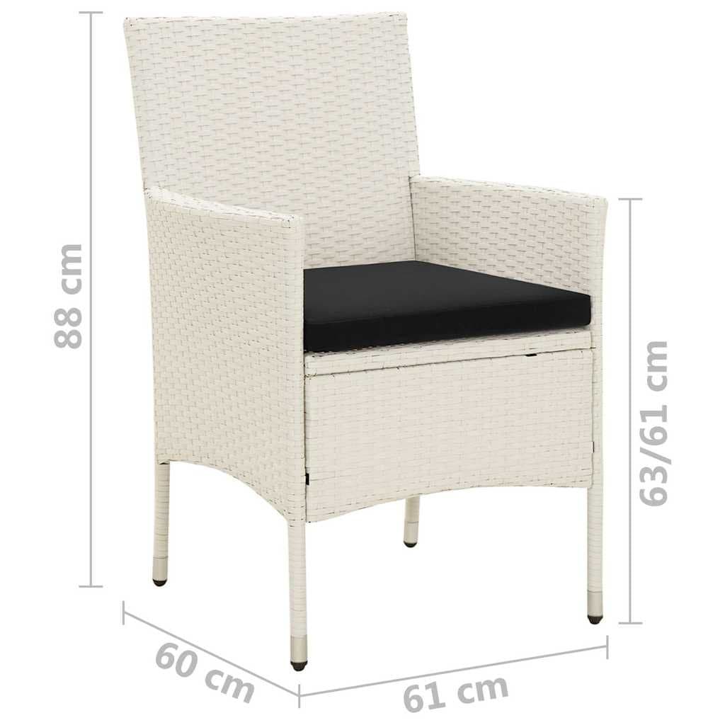 4-Piece Outdoor Garden Chairs Set with Cushions in White