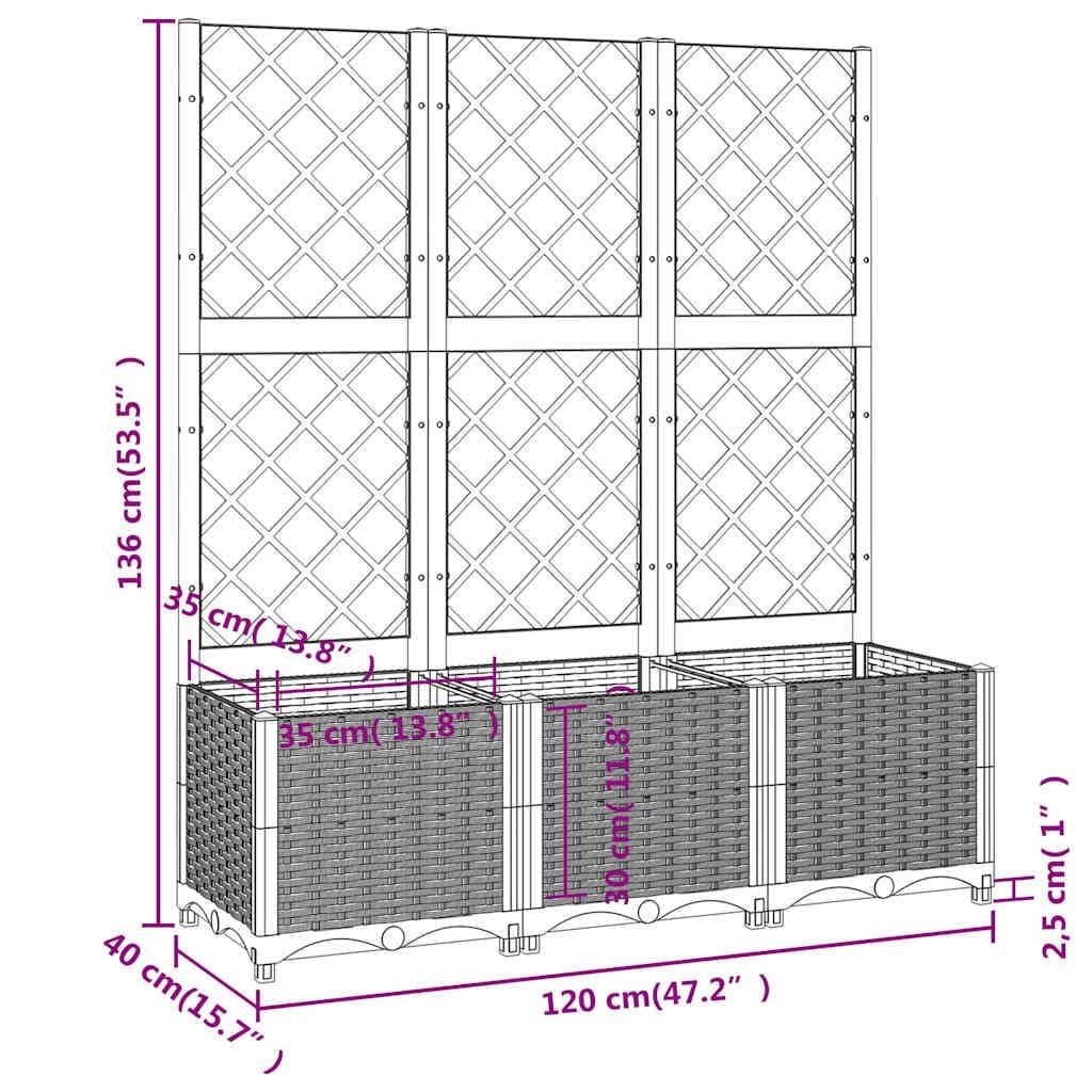 Garden Planter with Integrated Trellis for Climbing Plants