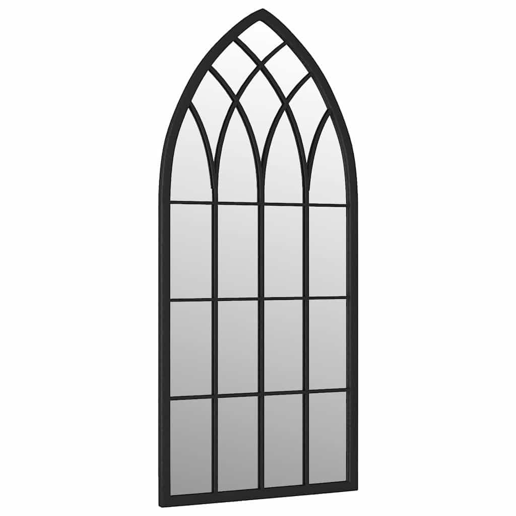 Black Iron Garden Mirror 100x45 cm for Outdoor Use
