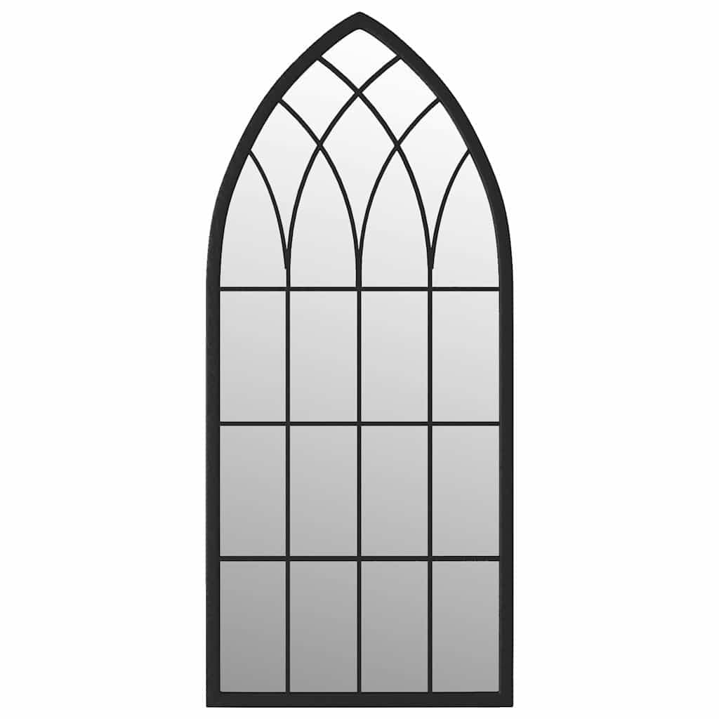Black Iron Garden Mirror 100x45 cm for Outdoor Use
