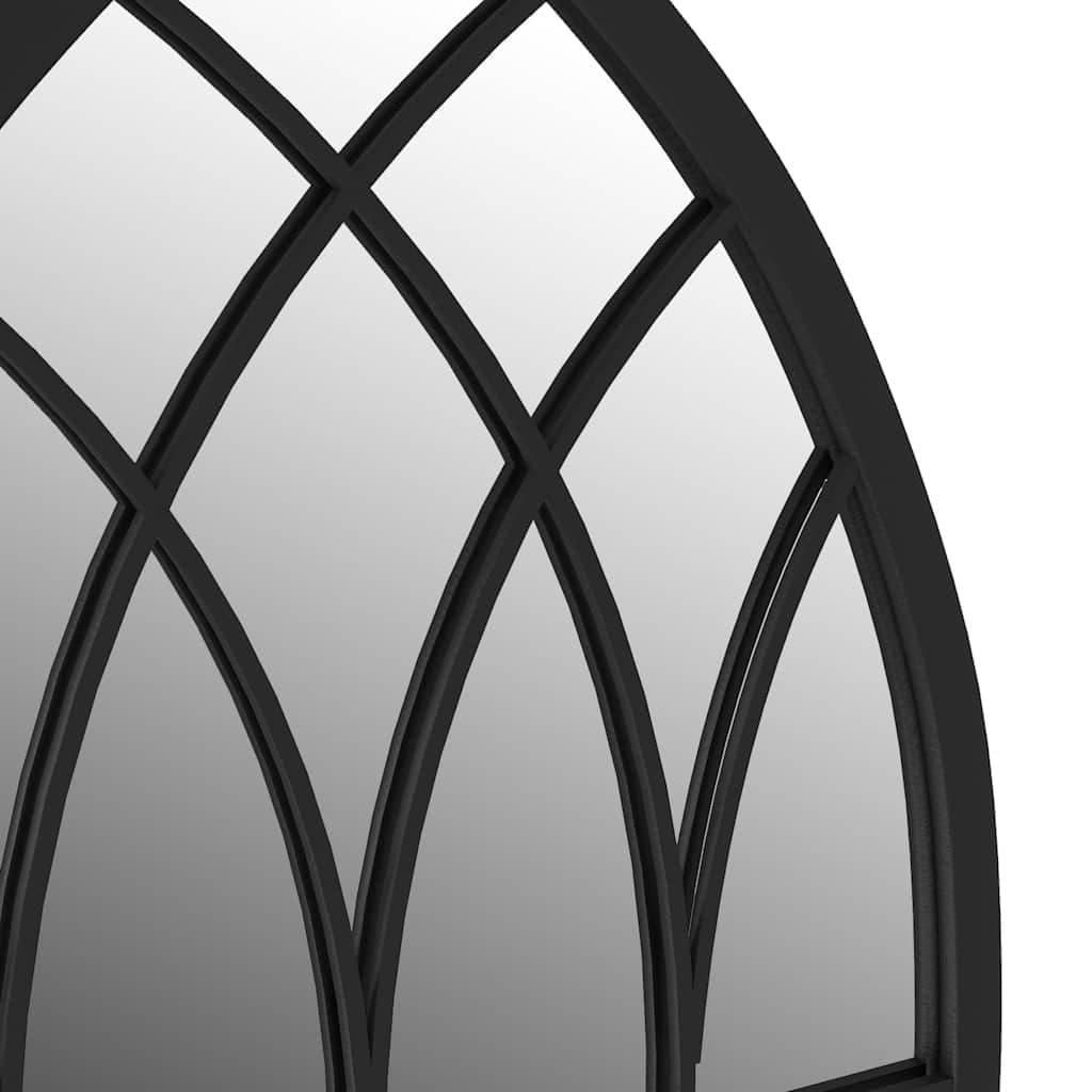Black Iron Garden Mirror 100x45 cm for Outdoor Use