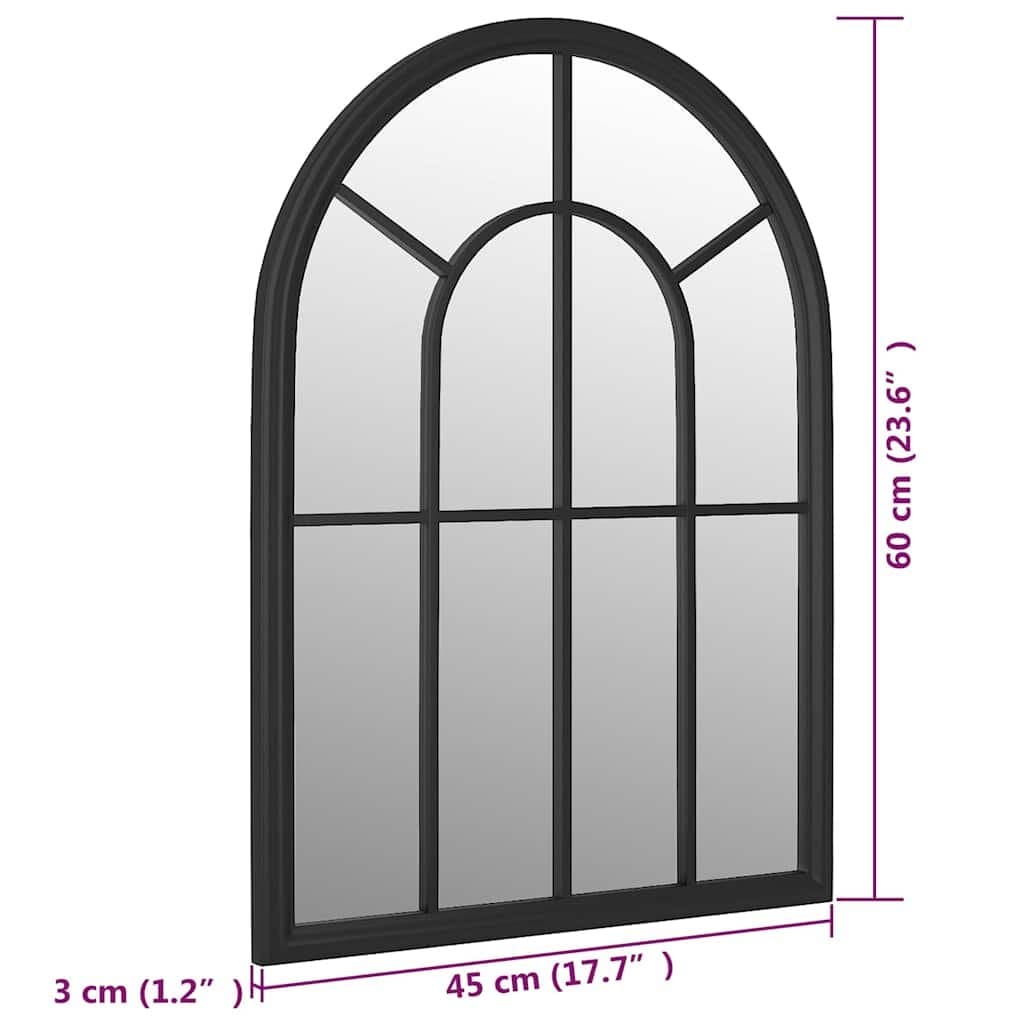 Garden Mirror Black 60x45 cm Iron Outdoor Wall Mounted Decor Reflective Feature