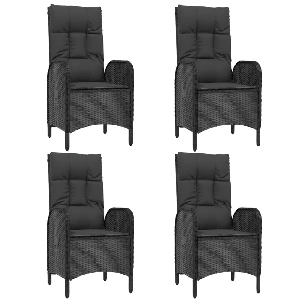 7 Piece Black Garden Dining Set with Cushions