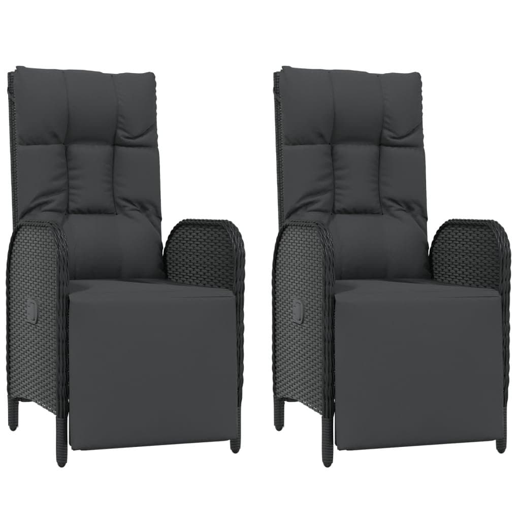 7 Piece Black Garden Dining Set with Cushions