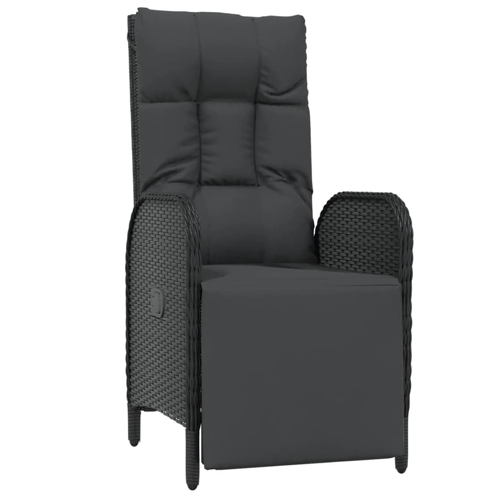 7 Piece Black Garden Dining Set with Cushions