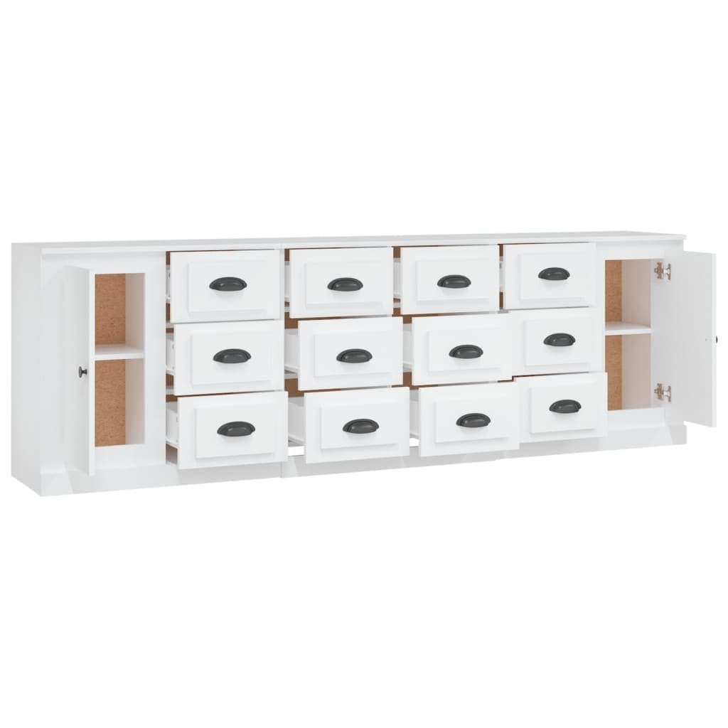 White Engineered Wood Sideboard Cabinet