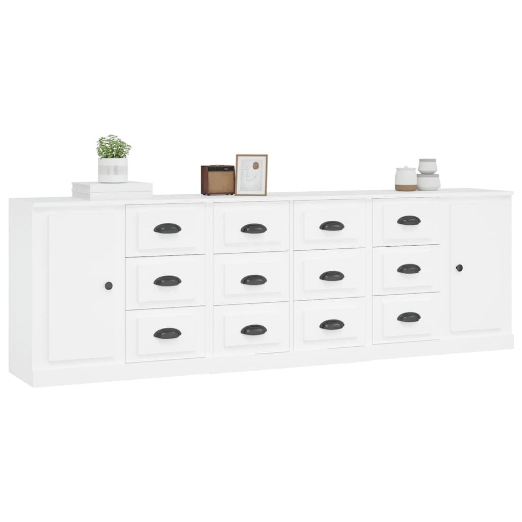 White Engineered Wood Sideboard Cabinet
