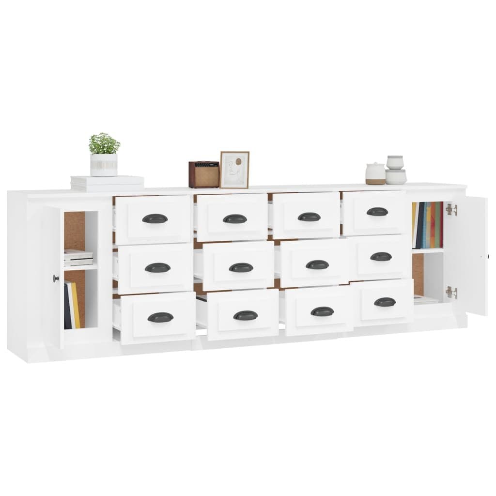 White Engineered Wood Sideboard Cabinet