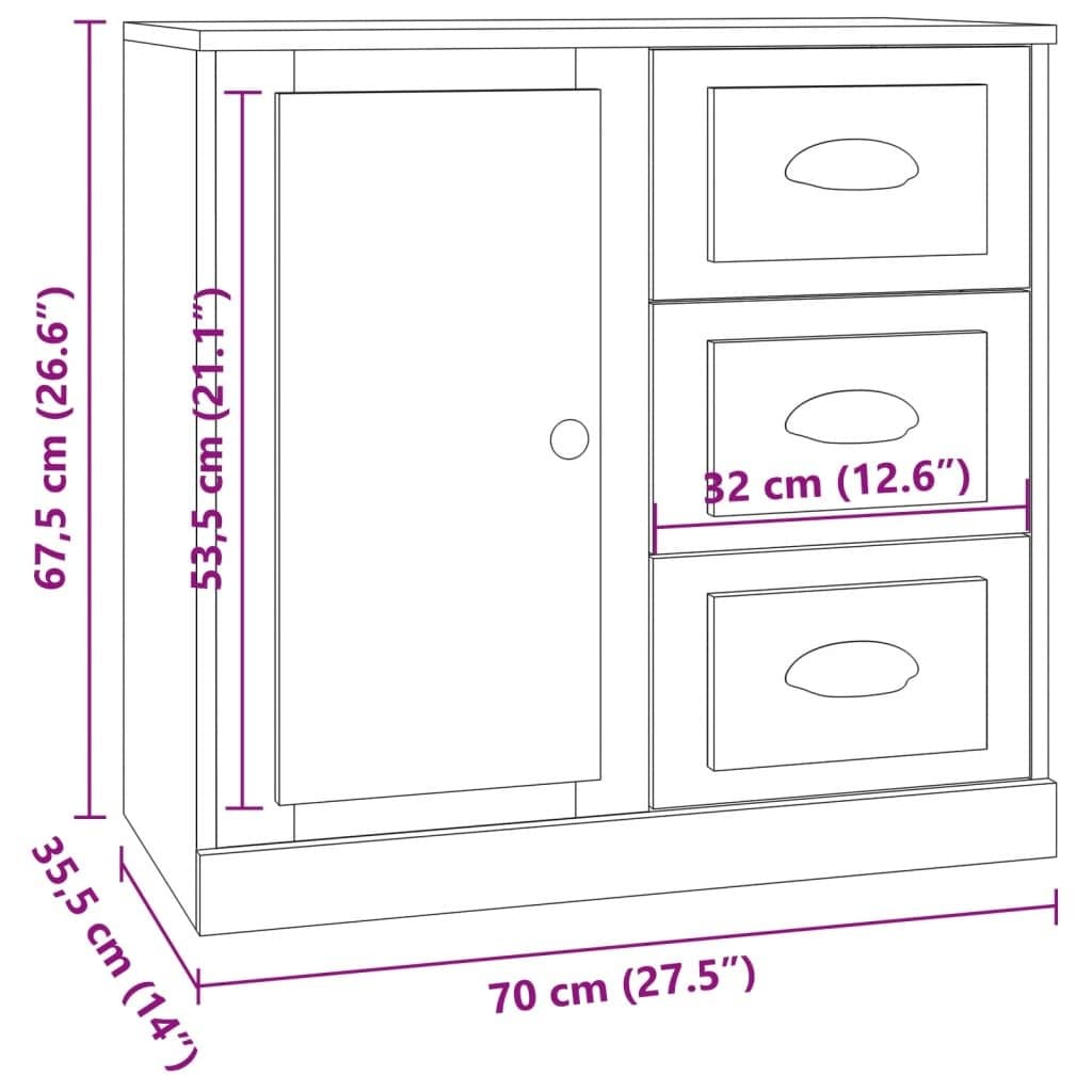 White Engineered Wood Sideboard Cabinet