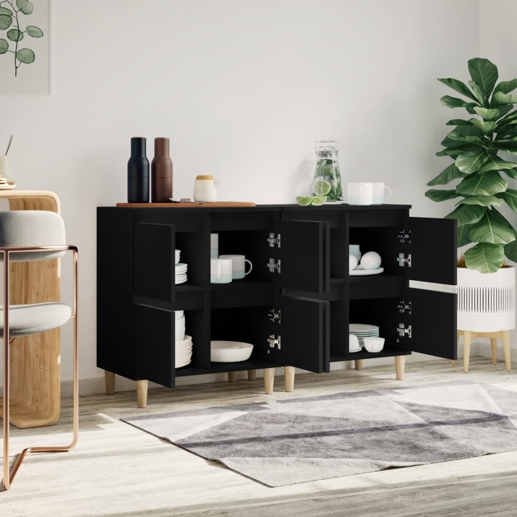 Black Sideboard Cabinet Set for Storage