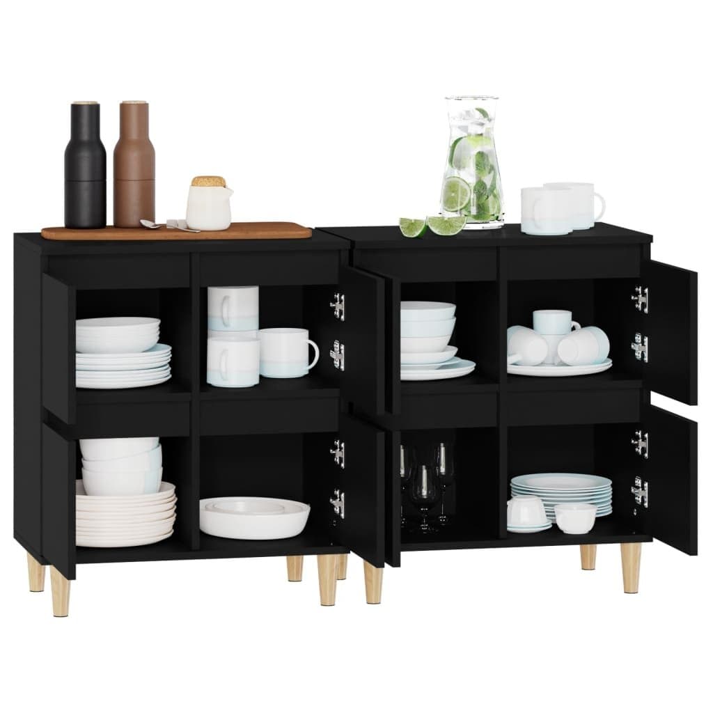 Black Sideboard Cabinet Set for Storage