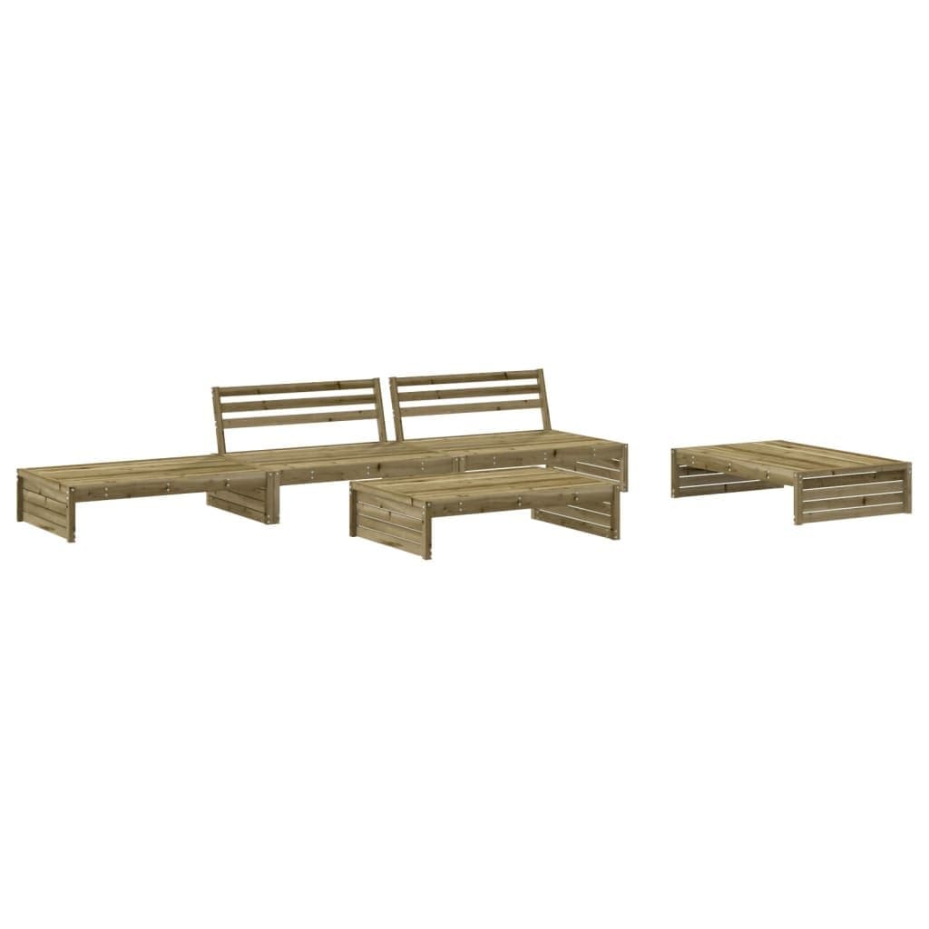 5-Piece Outdoor Wooden Garden Lounge Set with Cushions