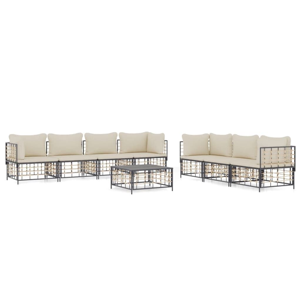 8-Piece Garden Lounge Set with Cushions in Anthracite