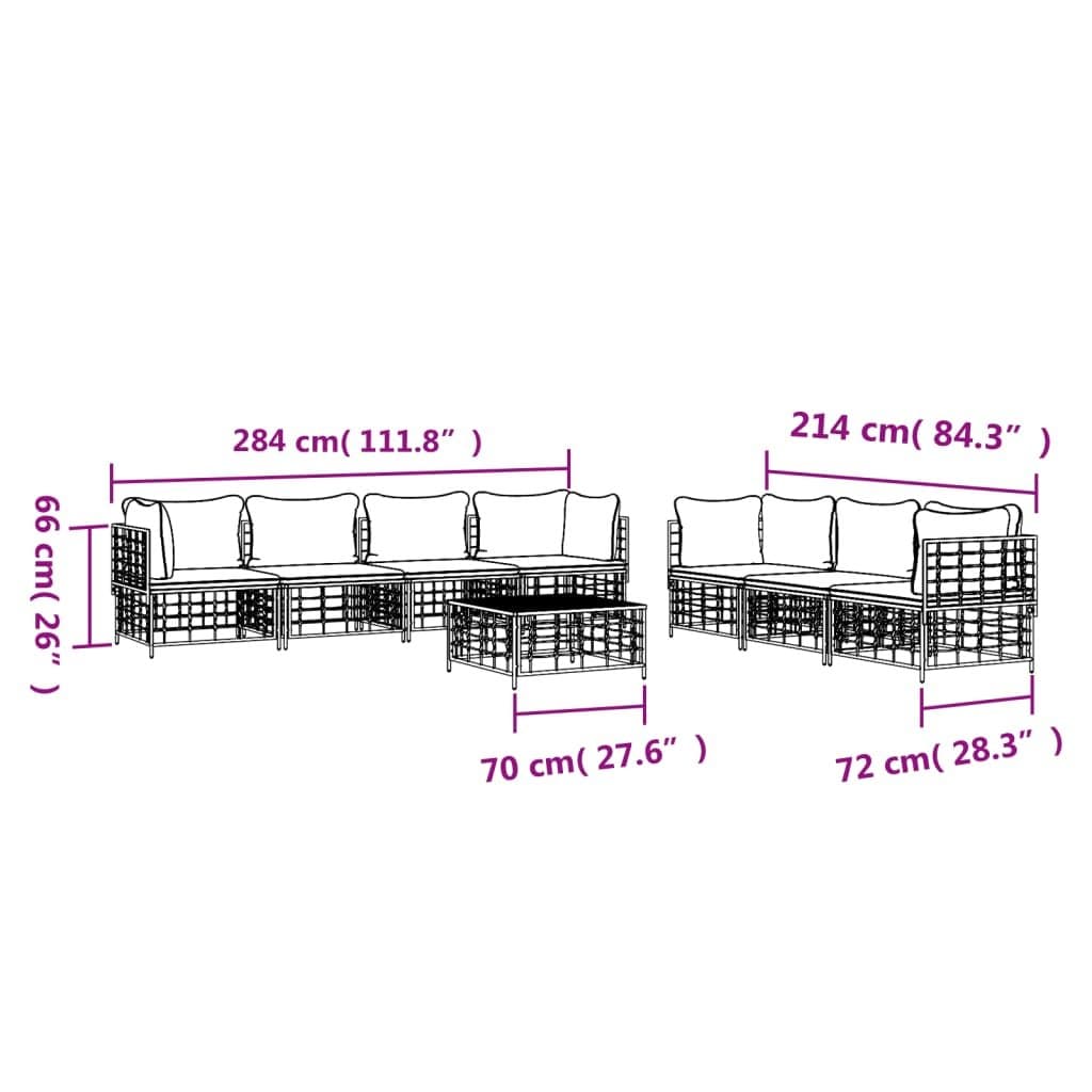 8-Piece Garden Lounge Set with Cushions in Anthracite