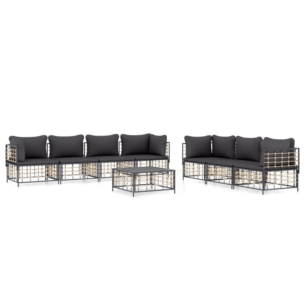 8-Piece Poly Rattan Sofa Set for Outdoor Lounging