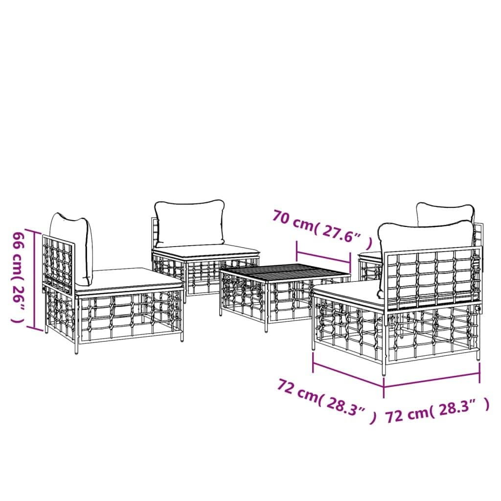 5 Piece Outdoor Lounge Set with Cushions