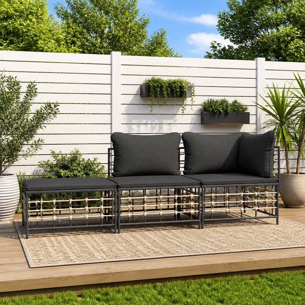 3-Piece Outdoor Garden Lounge Set with Cushions