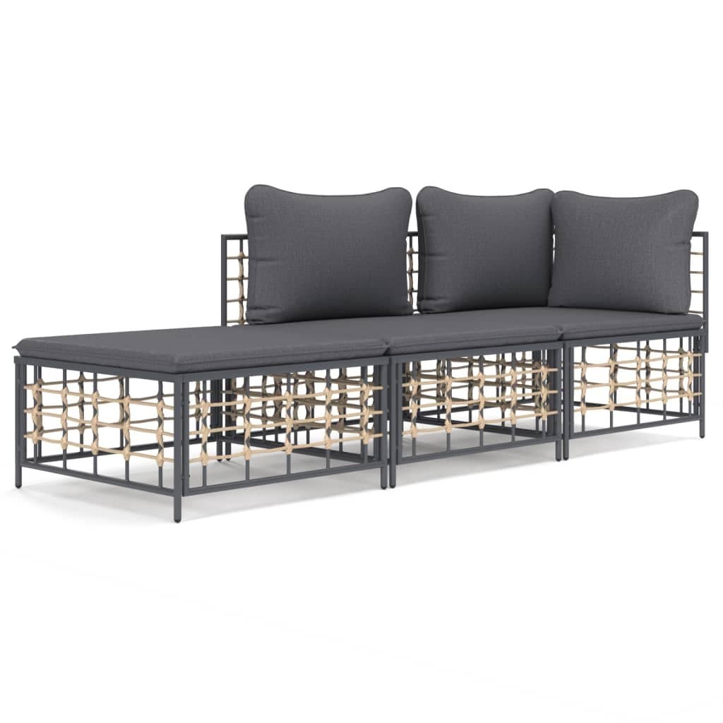 3-Piece Outdoor Garden Lounge Set with Cushions