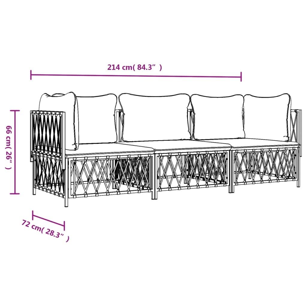 3-Piece Garden Lounge Set with Cushions