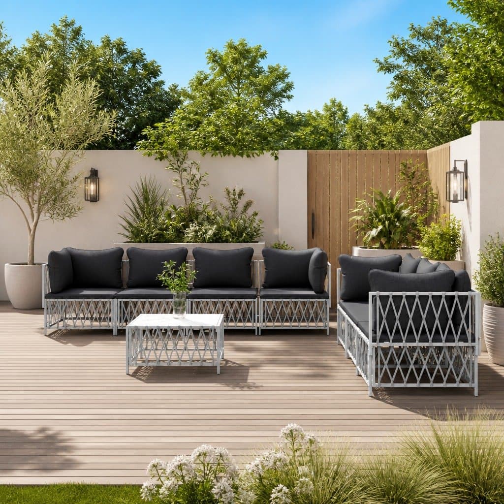 Outdoor Modular Sofa Set 8 Pieces with Steel Frame