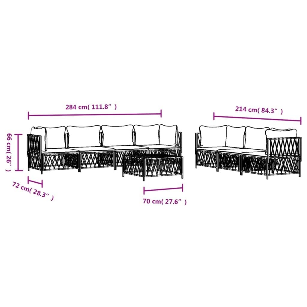 Outdoor Modular Sofa Set 8 Pieces with Steel Frame