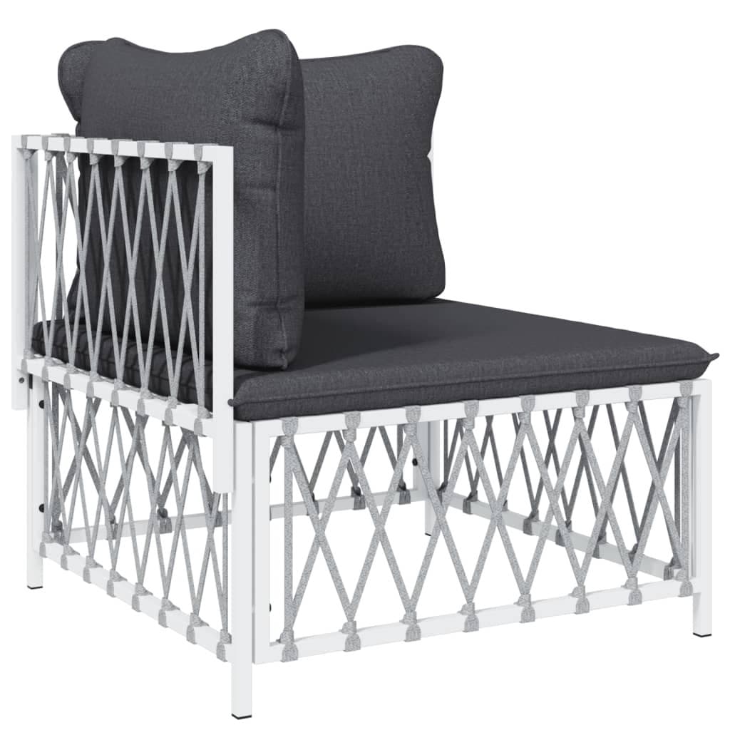 6 Piece White Steel Frame Garden Lounge Set