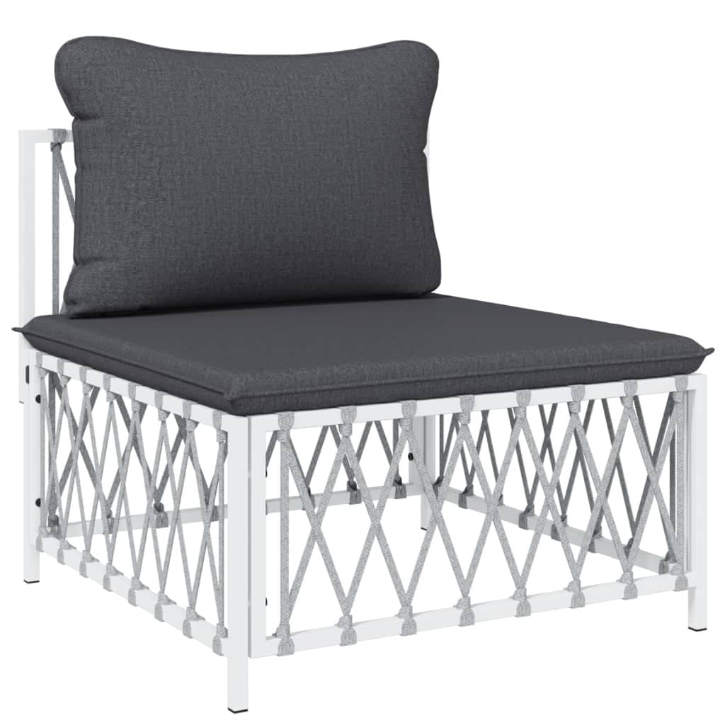 6 Piece White Steel Frame Garden Lounge Set