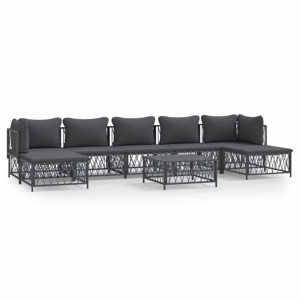 Garden Lounge Set 8 Piece Modular Outdoor Furniture with Cushions Anthracite