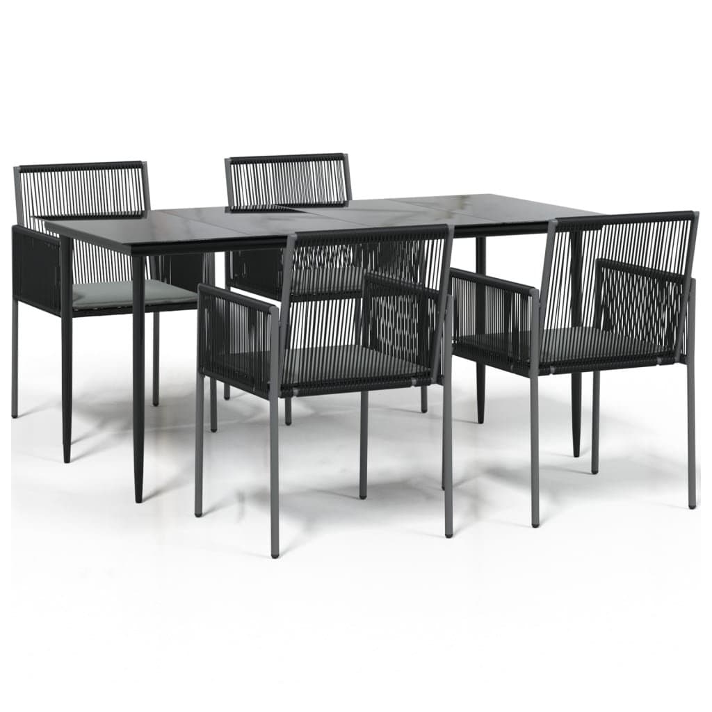 5 Piece Garden Dining Set in Black Rattan