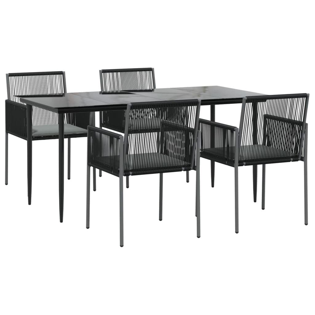 5 Piece Garden Dining Set in Black Rattan