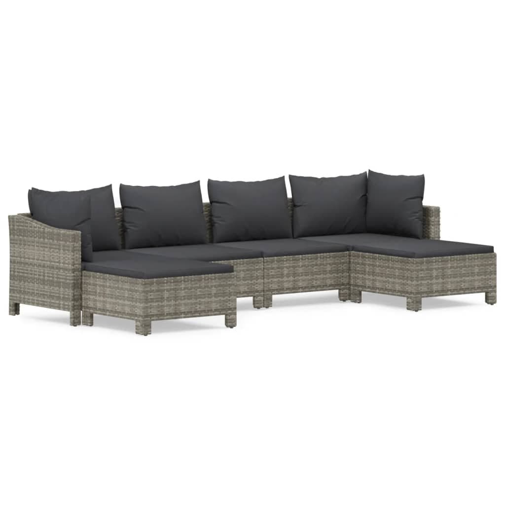 6 Piece Outdoor Furniture Set with Cushions in Grey