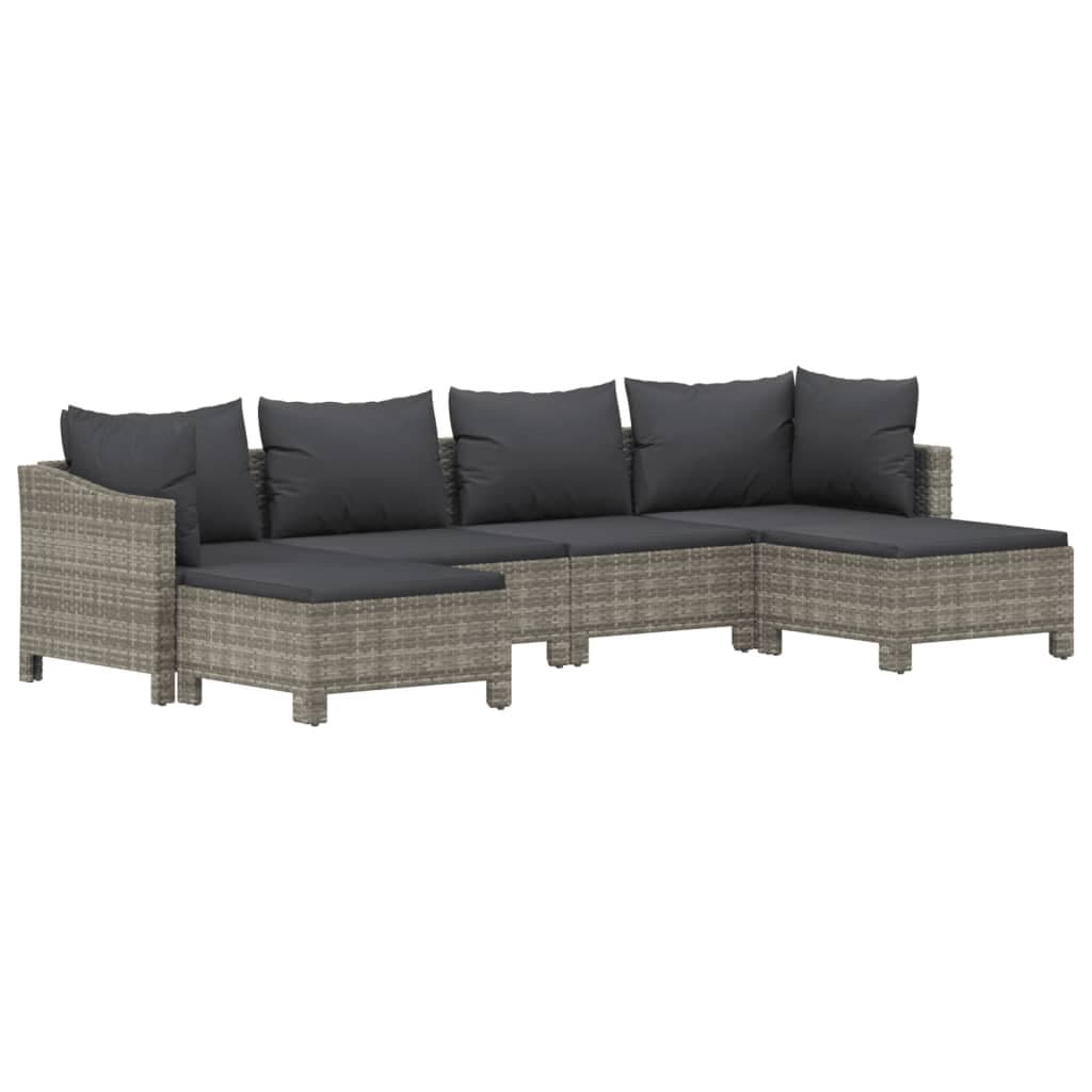 6 Piece Outdoor Furniture Set with Cushions in Grey