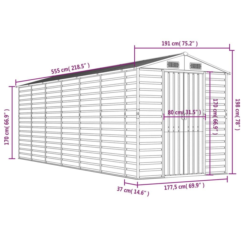 Grey Outdoor Garden Shed with Galvanised Steel Construction