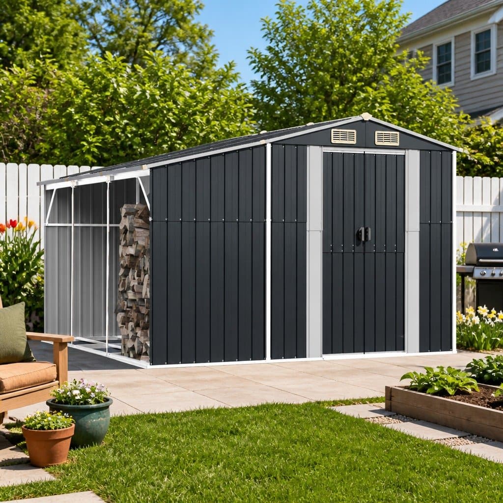 Anthracite Metal Garden Shed 277x279x179cm
