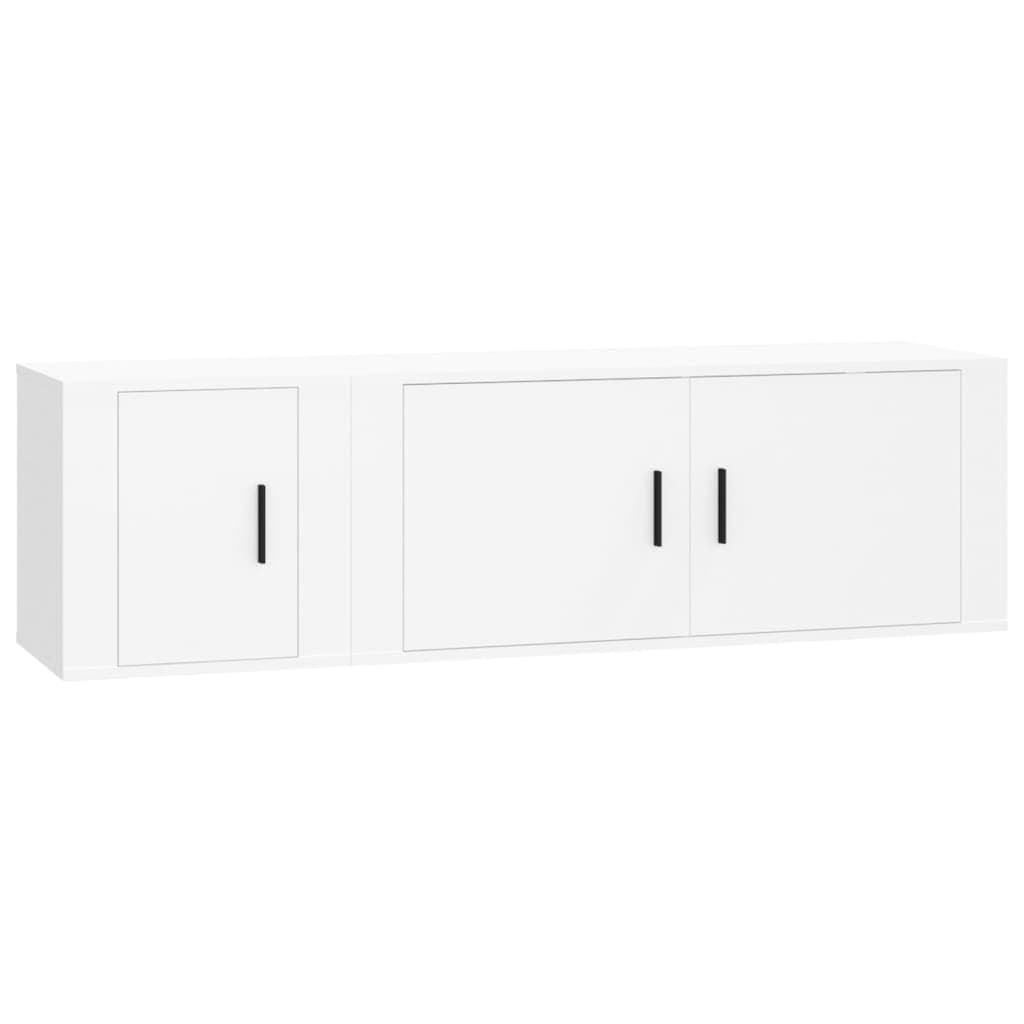 2-Piece Wall-Mounted TV Cabinet Set in White