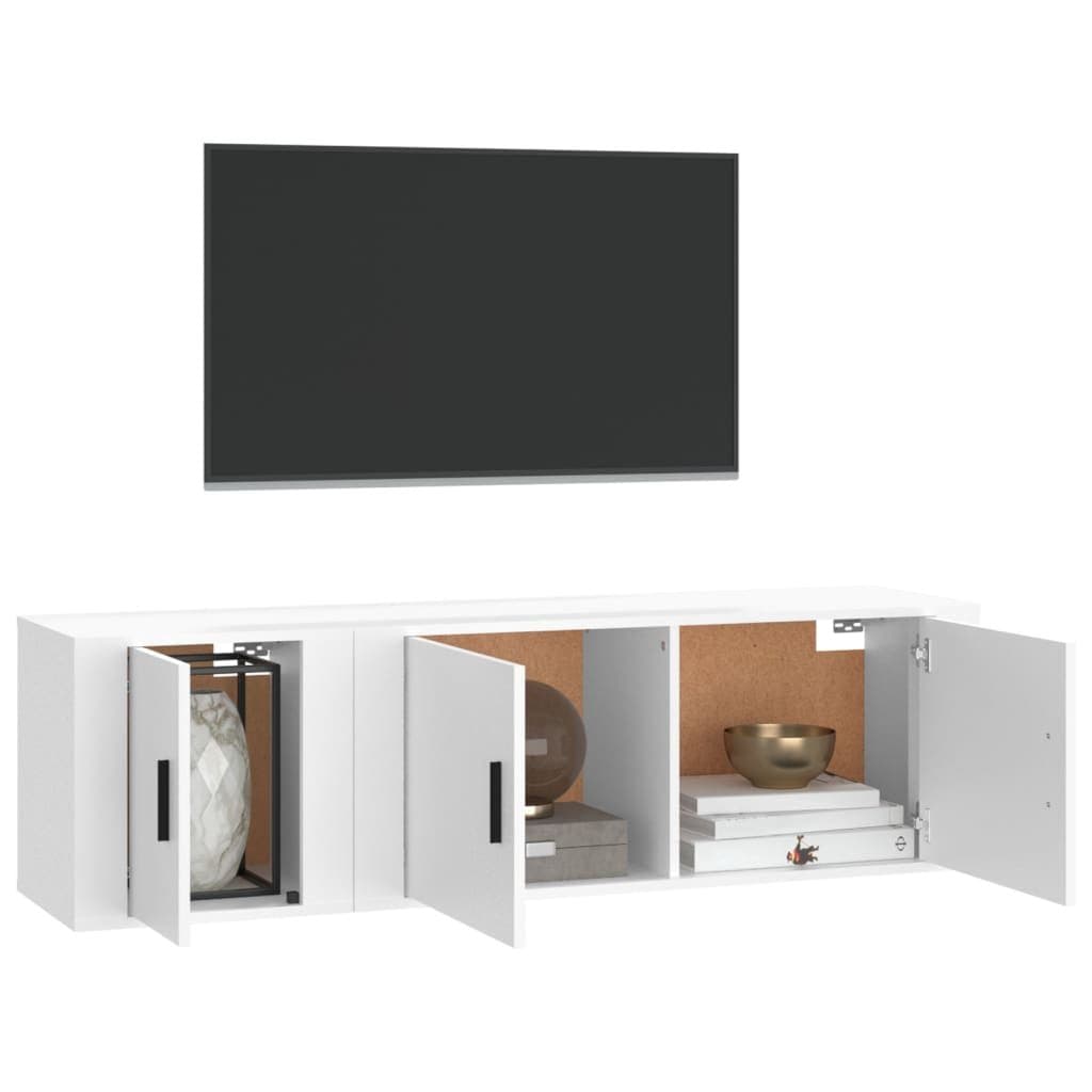 2-Piece Wall-Mounted TV Cabinet Set in White