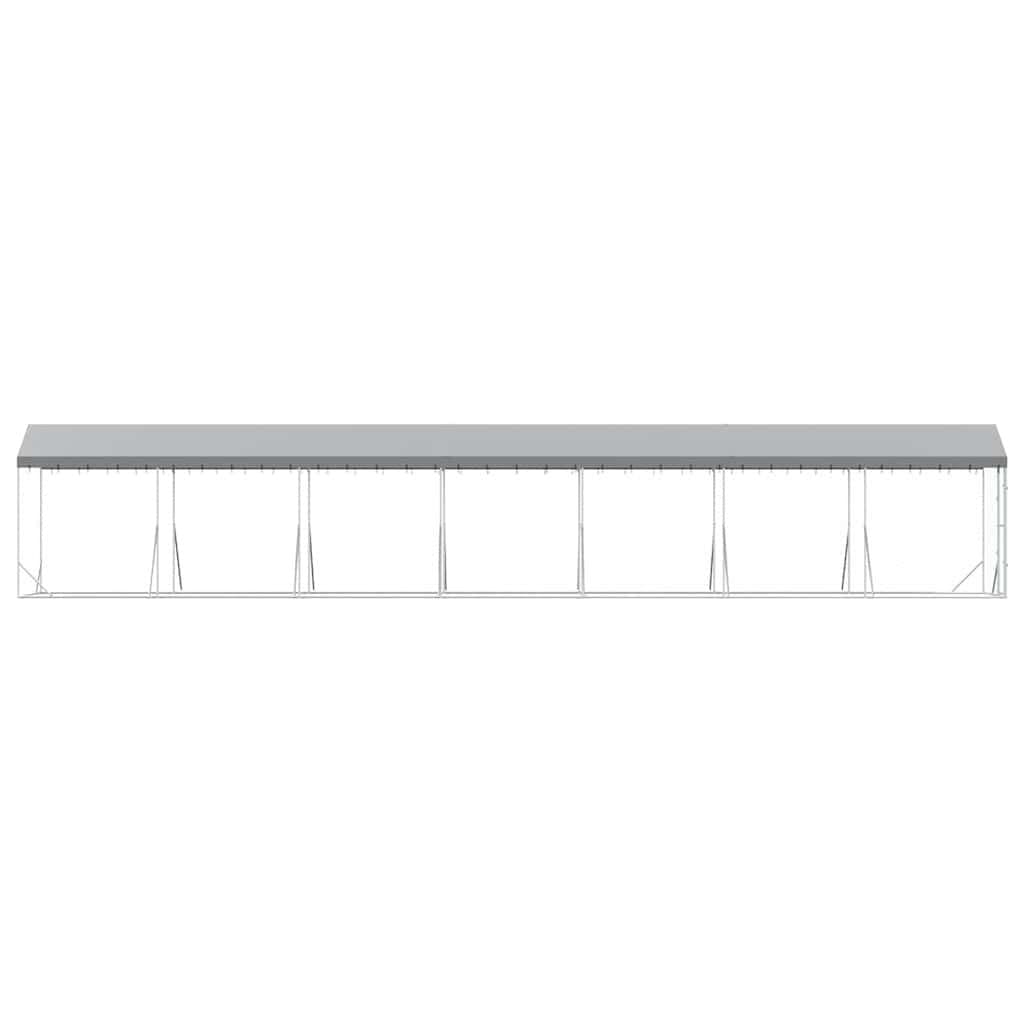 Outdoor Dog Kennel with Roof Galvanised Steel Silver Large Pet Run Enclosure