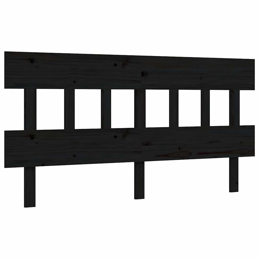Solid Pine Wood Black Bed Frame 150x200 cm with Headboard
