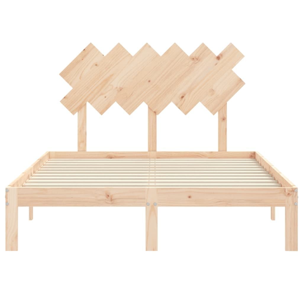 Solid Wood Bed Frame 135x190 cm with Headboard