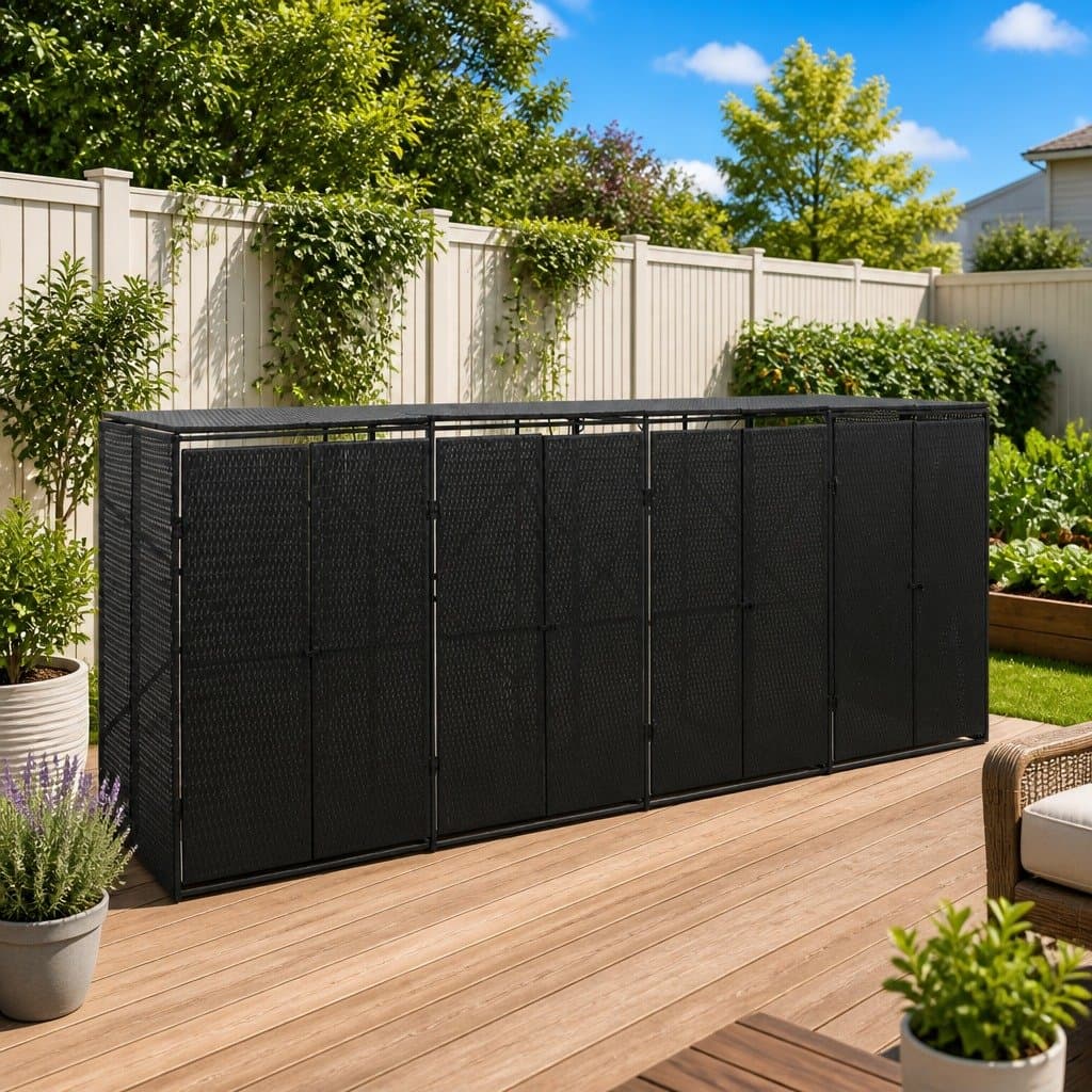 Quadruple Wheelie Bin Shed for Outdoor Use