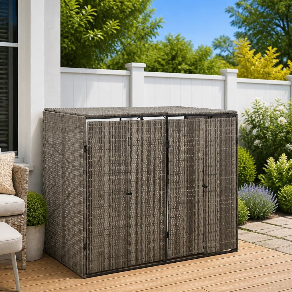Double Wheelie Bin Shed for Outdoor Waste Storage