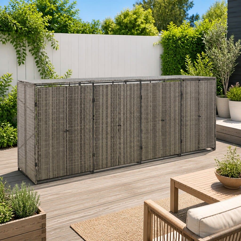 Quadruple Wheelie Bin Shed for Waste Bins