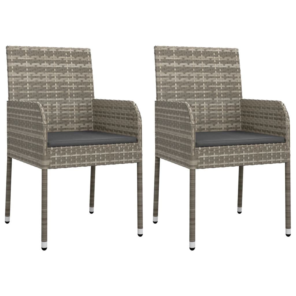 Outdoor Garden Chairs Grey Poly Rattan Set of 2