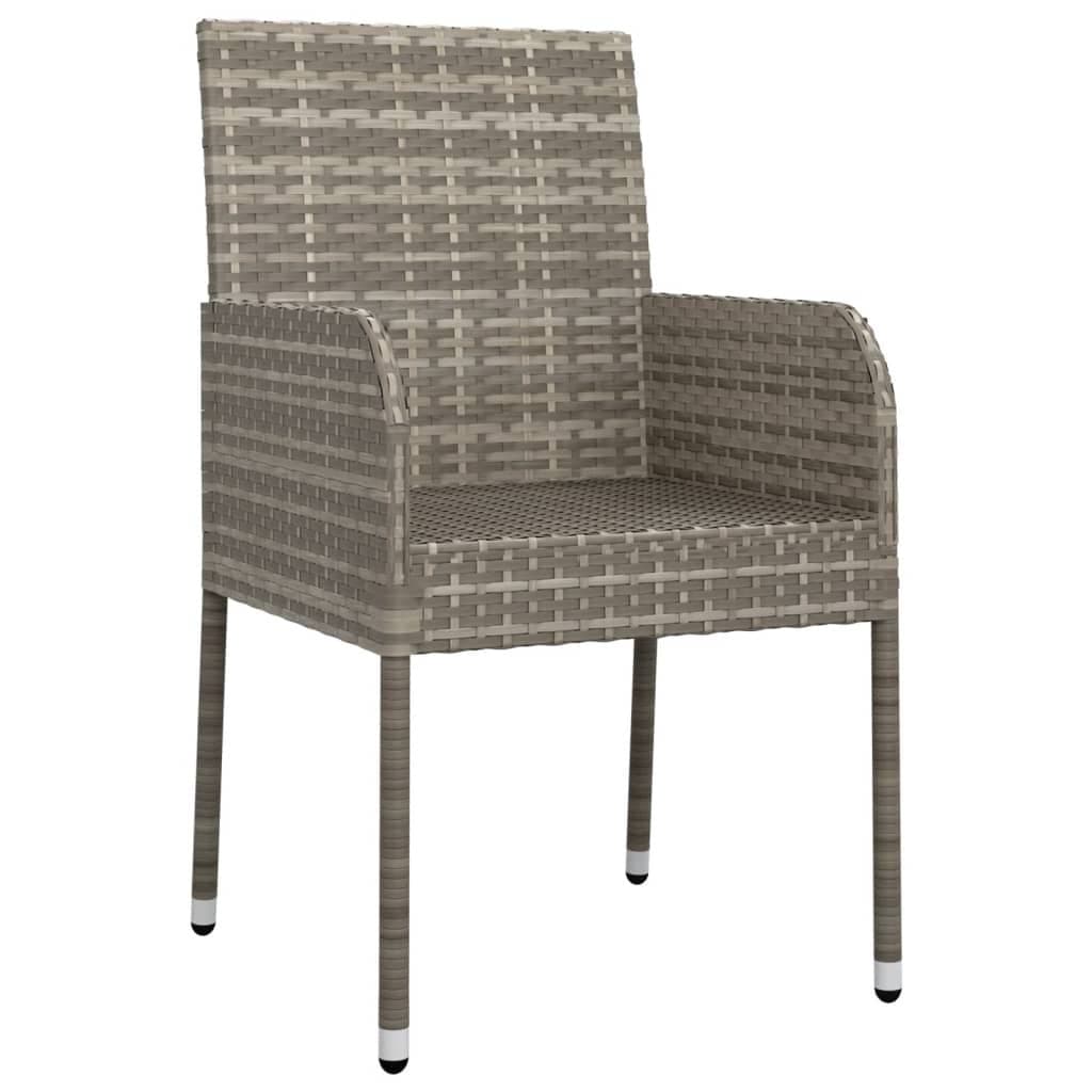 Outdoor Garden Chairs Grey Poly Rattan Set of 2