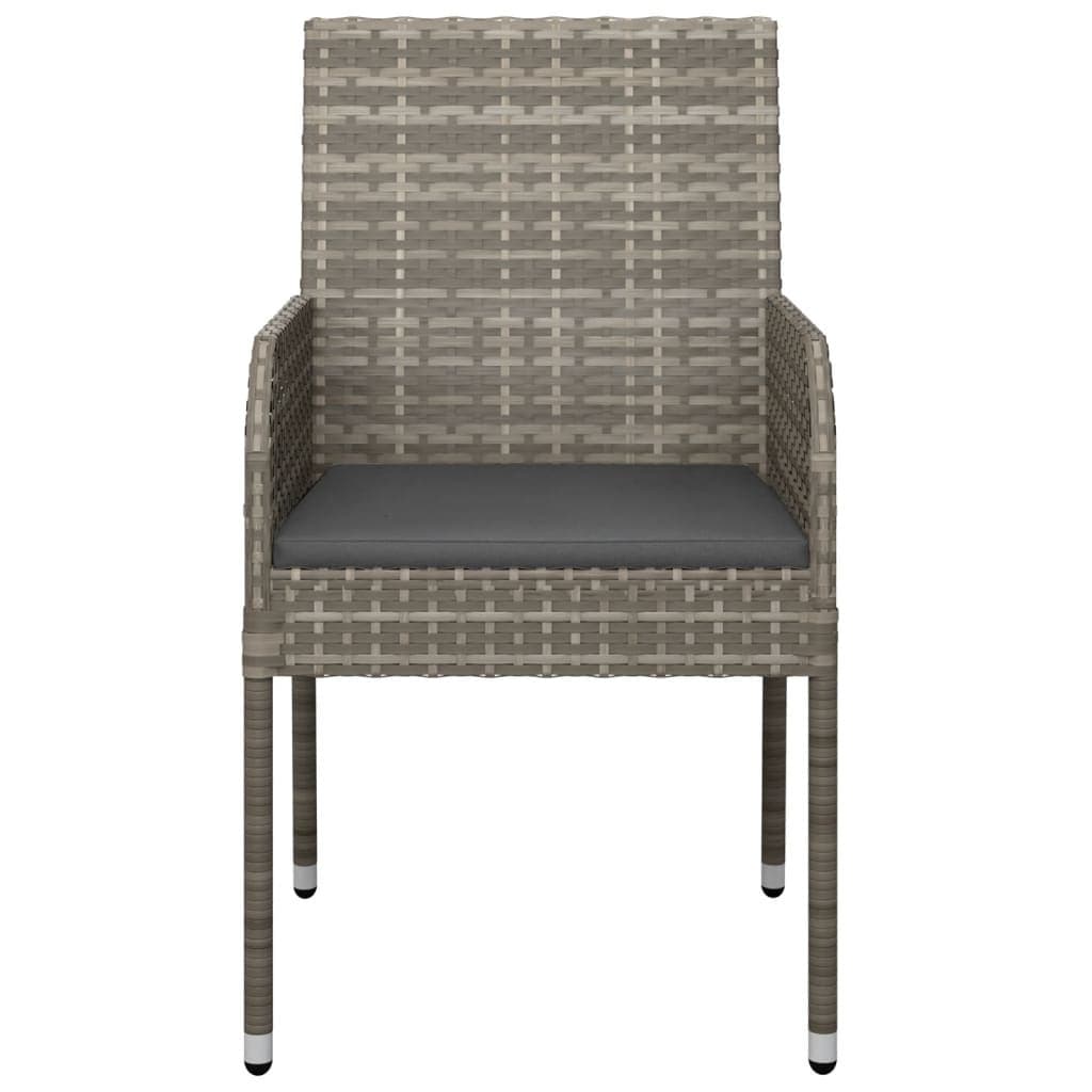 Outdoor Garden Chairs Grey Poly Rattan Set of 2