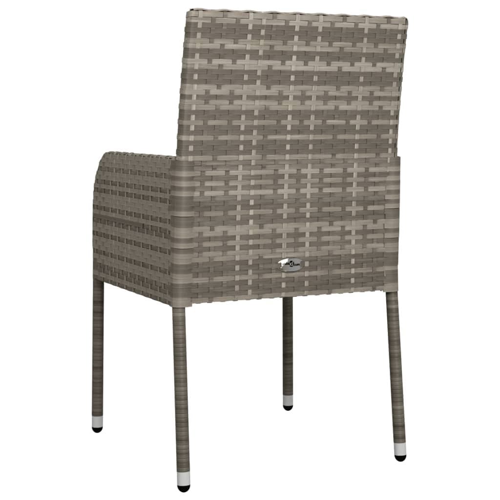Outdoor Garden Chairs Grey Poly Rattan Set of 2
